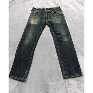 Fidelity Mens Size 33 Slim Jim Blue Distressed Denim Jeans